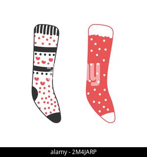 Weihnachtssocken. Frohe Weihnachten. Vektordarstellung, flaches Design Stock Vektor