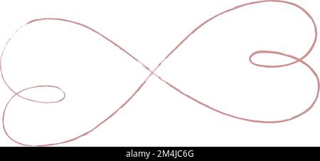 Rote dünne Linien zwei Herzen lieben das Unendlichkeitssymbol auf weißem Hintergrund - Vektordarstellung Stock Vektor