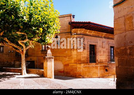 Wunderschöne Straße. Elciego, Álava, Baskenland, Spanien, Europa Stockfoto