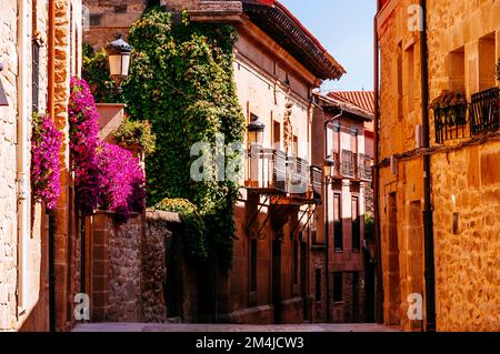Wunderschöne Straße. Elciego, Álava, Baskenland, Spanien, Europa Stockfoto