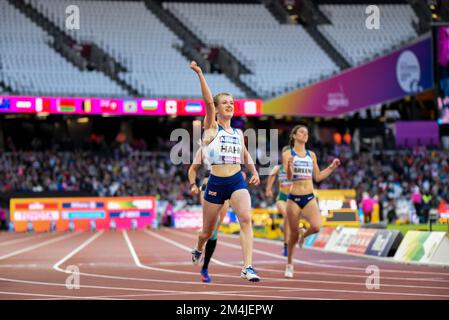 Sophie Hahn gewinnt bei den T38 100m Frauen bei den World para Athletics Championships im London Stadium. 2017. Cox 2., Ave 3., Breen 4. Stockfoto