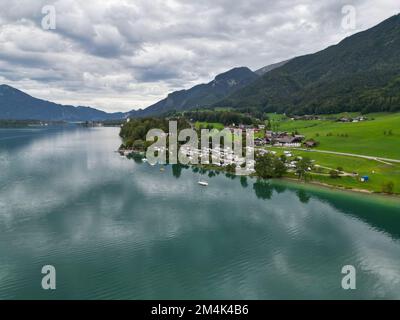Camping am See Appesbach Wolfgang-See Österreich Dröhnensicht Stockfoto