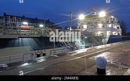 Dutch Gale Flüssiggastanker Rotterdam IMO9876335 – Unterstützung der Versorgung Großbritanniens mit Erdgas aus Norwegen in Latchford, Warrington, Dec2022 Stockfoto