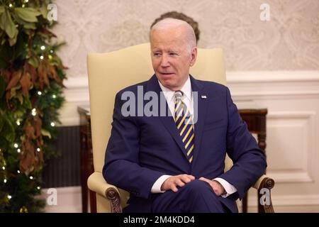 Washington, District of Columbia, USA. 21. Dezember 2022. US-Präsident JOE BIDEN trifft sich mit Zelensky im Oval Office während eines historischen Besuchs in Washington inmitten des andauernden russischen Krieges in der Ukraine. (Bild: © ukrainischer Ratsvorsitz/ZUMA Press Wire) Stockfoto