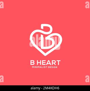 Das herzförmige Logo mit dem Buchstaben B auf rotem Hintergrund – ein Markensymbol Stock Vektor