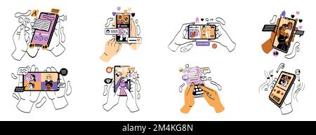 Smartphone-Touchscreen mit mehreren Händen Stock Vektor