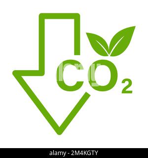 Symbol zur Reduzierung von CO2-Emissionen Vektor Klimaschutz Zeichen für Grafikdesign, Logo, Website, soziale Medien, mobile App, darstellung der benutzeroberfläche Stock Vektor