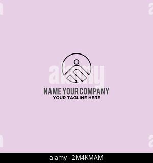 Ein wunderschönes, kompaktes Logo auf pinkfarbenem Hintergrund Stock Vektor