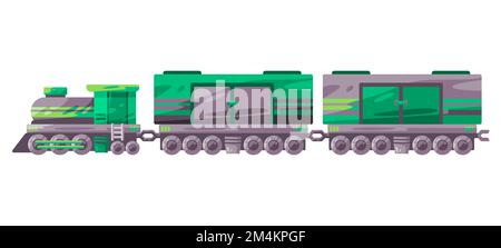 Dampflokomotive Vintage Rail Transport Grün Stock Vektor
