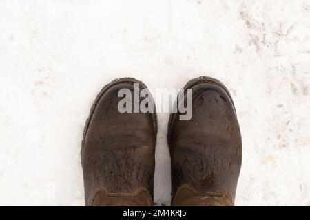 Damenstiefel in der Draufsicht Stockfoto