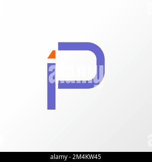 Einfacher Buchstabe IP oder PI in Connected Image Grafiksymbol Logo Design abstraktes Konzept Vektormaterial. Wird als Symbol im Zusammenhang mit Initialen oder Monogrammen verwendet Stock Vektor