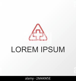 Dreieck mit zwei Linien und Plus- oder rotem Kreuz Bildgrafik Symbol Logo Design abstraktes Konzept Vektormaterial. Symbol für Notfall oder Krankenhaus Stock Vektor