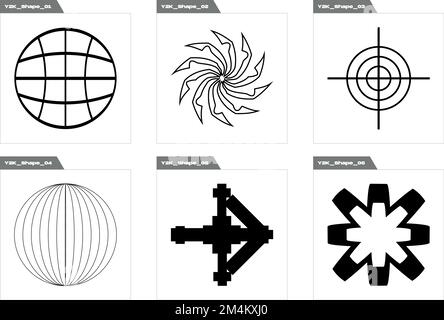 Futuristische Retro-Elemente für Design. Große Gruppe von Retro-Objekten für die Konstruktion. Elemente für die grafische Dekoration. Stock Vektor