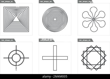 Sammlung von Y2K Elementen. Große Sammlung abstrakter geometrischer Symbole. Flache minimalistische Symbole. Stock Vektor