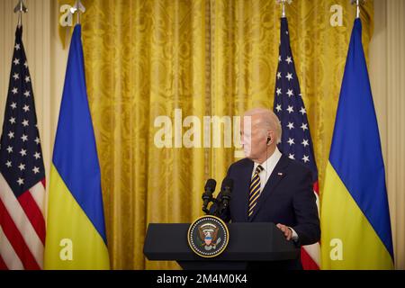 Der ukrainische Präsident Zelensky trifft sich mit dem US-Präsidenten Joe Biden im Weißen Haus in Washington, D.C. Zelensky dankte seinem Land für die amerikanische Unterstützung, die die russische Invasion schmälerte, und ersuchte die USA um weitere Waffen, humanitäre und finanzielle Hilfe Foto: Ukrainisches Präsidialamt Stockfoto