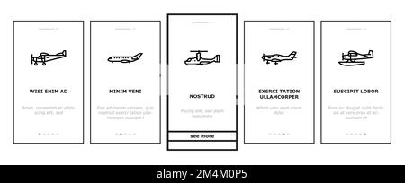 Flugzeug Flugzeug Flugzeug Reise Onboarding Symbole setzen Vektor Stock Vektor