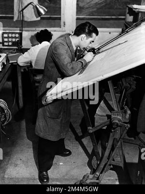 Turbomeca Flugzeugwerkstatt. Fotos von Marshall-Plan-Programmen, Ausstellungen und Personal Stockfoto