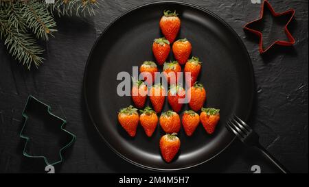 Lustige genießbare Weihnachtsbaum, Weihnachten frühstück Idee für Kinder Stockfoto