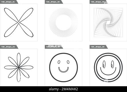 Futuristische Retro-Elemente für Design. Große Gruppe von Retro-Objekten für die Konstruktion. Elemente für die grafische Dekoration. Stock Vektor