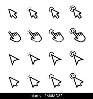 Maus-Cursor-Pfeile und Hände flache Design-Vektor-Icon-Kollektion Stock Vektor