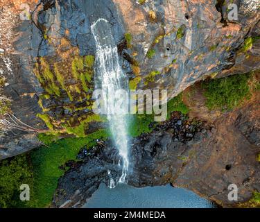 Tamarind Falls andere Namen sind sieben Wasserfälle auf Mauritius Island, Rivière Noire District. Unglaubliche, unberührbare Grünanlage mit sauberem Wasser und Stockfoto