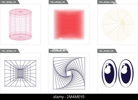 Vektorgrafik-Elemente Festgelegt. Große Sammlung abstrakter geometrischer Symbole. Flache minimalistische Symbole. Stock Vektor