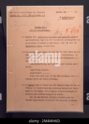 Richtlinie von Adolf Hitler, Anordnung der Invasion von Polen am 1. September 1939, Imperial war Museum, London, Vereinigtes Königreich. Stockfoto
