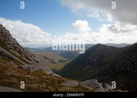 Glen Rosa aus der Nähe des Gipfels von Cir Mhor auf der Insel Arran Ayrshire, Schottland Stockfoto