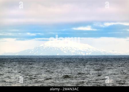 Snaefellsjokull Nationalpark Island aus der Sicht der Annäherung an. Hafen von Reykjavik Stockfoto