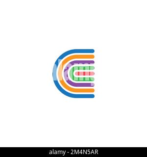 Buchstabe c Streifen bunte Linien einfacher geometrischer Logovektor Stock Vektor