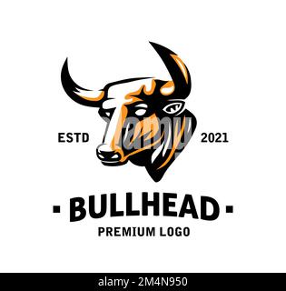 Das Bull-Head-Logo – bearbeitbares Vektorsymbol mit Kopierbereich auf weißem Hintergrund Stock Vektor