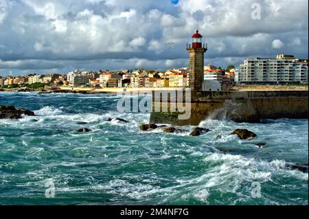 Felgueiras Leuchtturm in Porto, Portugal Stockfoto