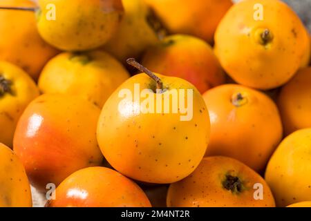 Rohe Orange Organic Tejocote Äpfel in einem Haufen Stockfoto