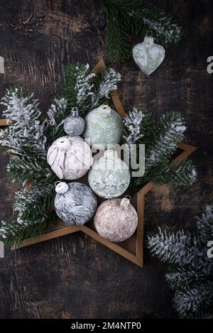 Vintage handgemachte Weihnachten eine Baumkugel Stockfoto