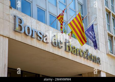 Borsa de Barcelona, das Börsengebäude von Barcelona am Passeig de Gràcia in Barcelona Stockfoto