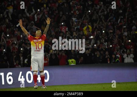 Kolumbiens Leaage-Team Santa Fe verabschiedet sich vom argentinischen Fußballspieler Omar Sebastian Perez im El Campin Stadion in Bogota, Kolumbien, 10. dezember 2022. Foto von: Cristian Bayona/Long Visual Press Stockfoto