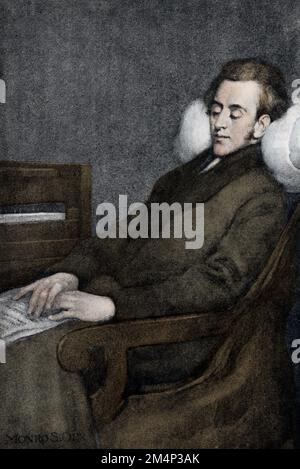 Diese Abbildung zeigt, dass Frédéric Francois Chopin (1810–1849) ein polnischer Komponist und virtuoser Pianist der Romantik war. Stockfoto