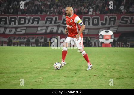 Kolumbiens Leaage-Team Santa Fe verabschiedet sich vom argentinischen Fußballspieler Omar Sebastian Perez im El Campin Stadion in Bogota, Kolumbien, 10. dezember 2022. Foto von: Cristian Bayona/Long Visual Press Stockfoto