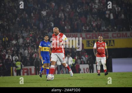 Kolumbiens Leaage-Team Santa Fe verabschiedet sich vom argentinischen Fußballspieler Omar Sebastian Perez im El Campin Stadion in Bogota, Kolumbien, 10. dezember 2022. Foto von: Cristian Bayona/Long Visual Press Stockfoto