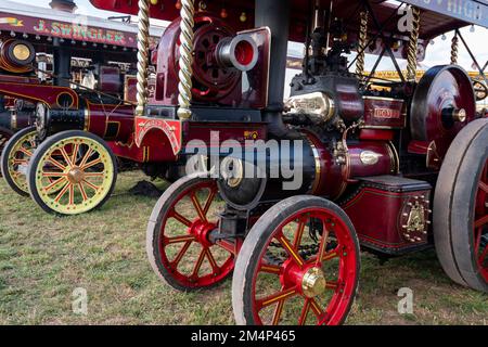 Tarrant Hinton.Dorset.United Kingdom.August 25. 2022.Auf der Great Dorset Steam Fair wird Eine 1924 Fowler showmans-Lok ausgestellt Stockfoto