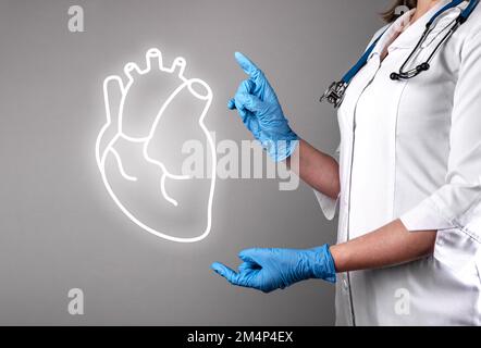 Kardiologisches Konzept. Herzgesundheit, medizinische Untersuchung, Krankenhausuntersuchung. Herz- und Kreislauferkrankungen, Anatomie. Hochwertiges Foto Stockfoto
