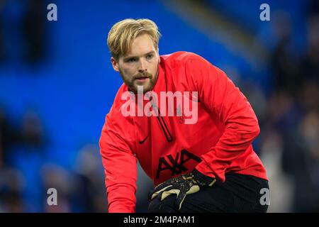 Manchester, Großbritannien. 22. Dezember 2022. Caoimhin Kelleher #62 von Liverpool während der Aufwärmphase vor dem vierten Spiel des Carabao Cup Manchester City gegen Liverpool im Etihad Stadium, Manchester, Großbritannien, 22. Dezember 2022 (Foto von Conor Molloy/News Images) in Manchester, Großbritannien, am 12./22. Dezember 2022. (Foto: Conor Molloy/News Images/Sipa USA) Guthaben: SIPA USA/Alamy Live News Stockfoto