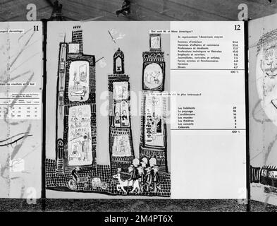 Marshall Plan Aid to French Tourism, ausgestellt auf der Pariser Ausstellung. Fotos von Marshall-Plan-Programmen, Ausstellungen und Personal Stockfoto