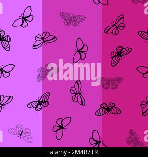 Sommer Schmetterling Nahtloses Tierlinienmuster zum Einpacken von Papier und Kinderbekleidung Druck und Stoffe und Bettwäsche sowie festliche Verpackung. Hoch Stockfoto