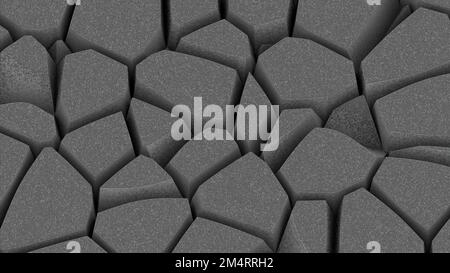 Blauer und grauer Hintergrund. Design. Ein Mosaik, das sich in verschiedenen Richtungen in Steinen ausbreitet, in Cartoon-Animation. Hochwertige 4K-Aufnahmen Stockfoto