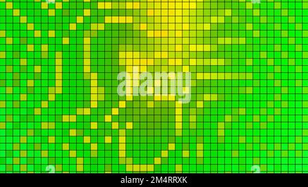 Rot und Grün. Bewegung. Kleine mehrfarbige Quadrate in der Animation, die abwechselnd mit brillanten Farben glänzen. Hochwertige 4K-Aufnahmen Stockfoto