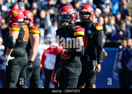 Ferris State Bulldogs Wide Receiver Deion Small (16) während des Fußballspiels der NCAA Division II National Championship College im McKinney ISD Stadium Stockfoto