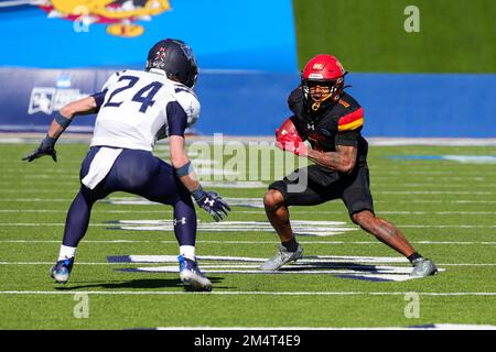 Ferris State Bulldogs Marcus Taylor (1) während des zweiten Quartals des Football-Spiels der NCAA Division II der National Championship College bei McKinney ISD Stockfoto