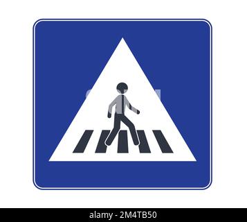 Fußgängerschild auf blauem Hintergrund. Konzept der Verkehrsordnung. Stock Vektor