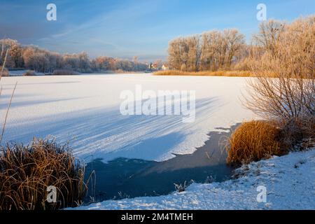 Winter in Warmia und Mazury, Dlugie Lake, Polen Stockfoto